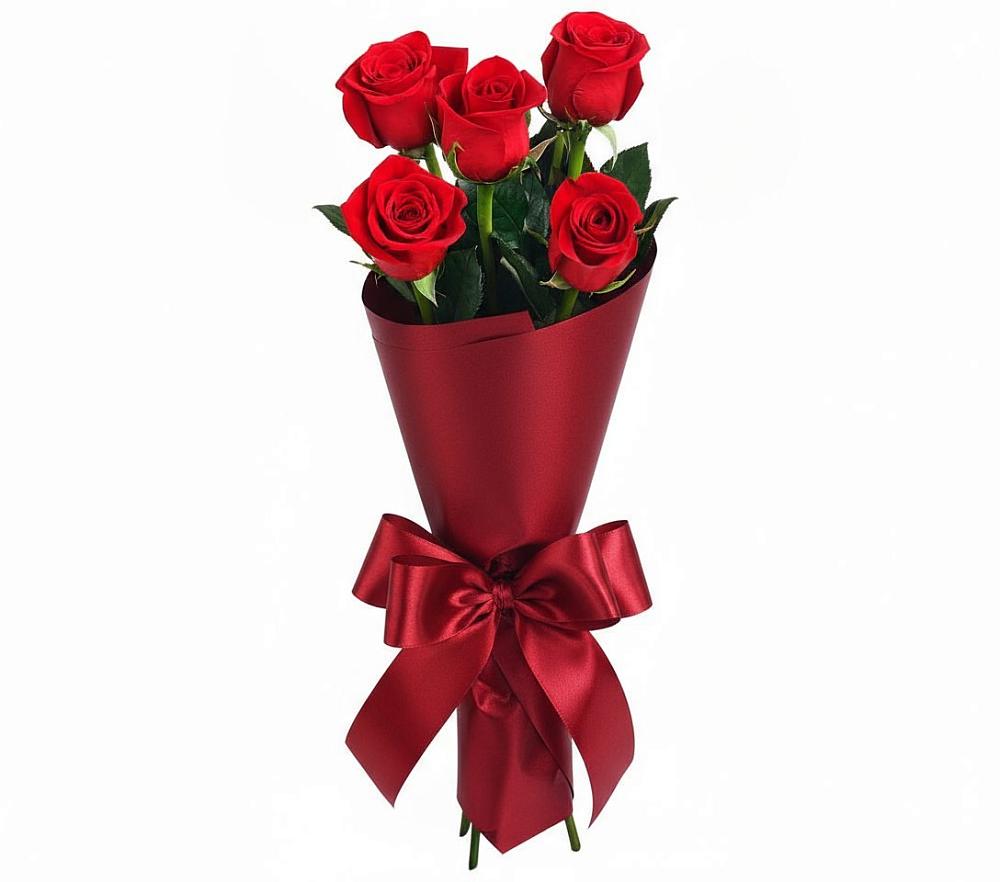 Букет 5 Красных роз Эдлесс Лав в Юже