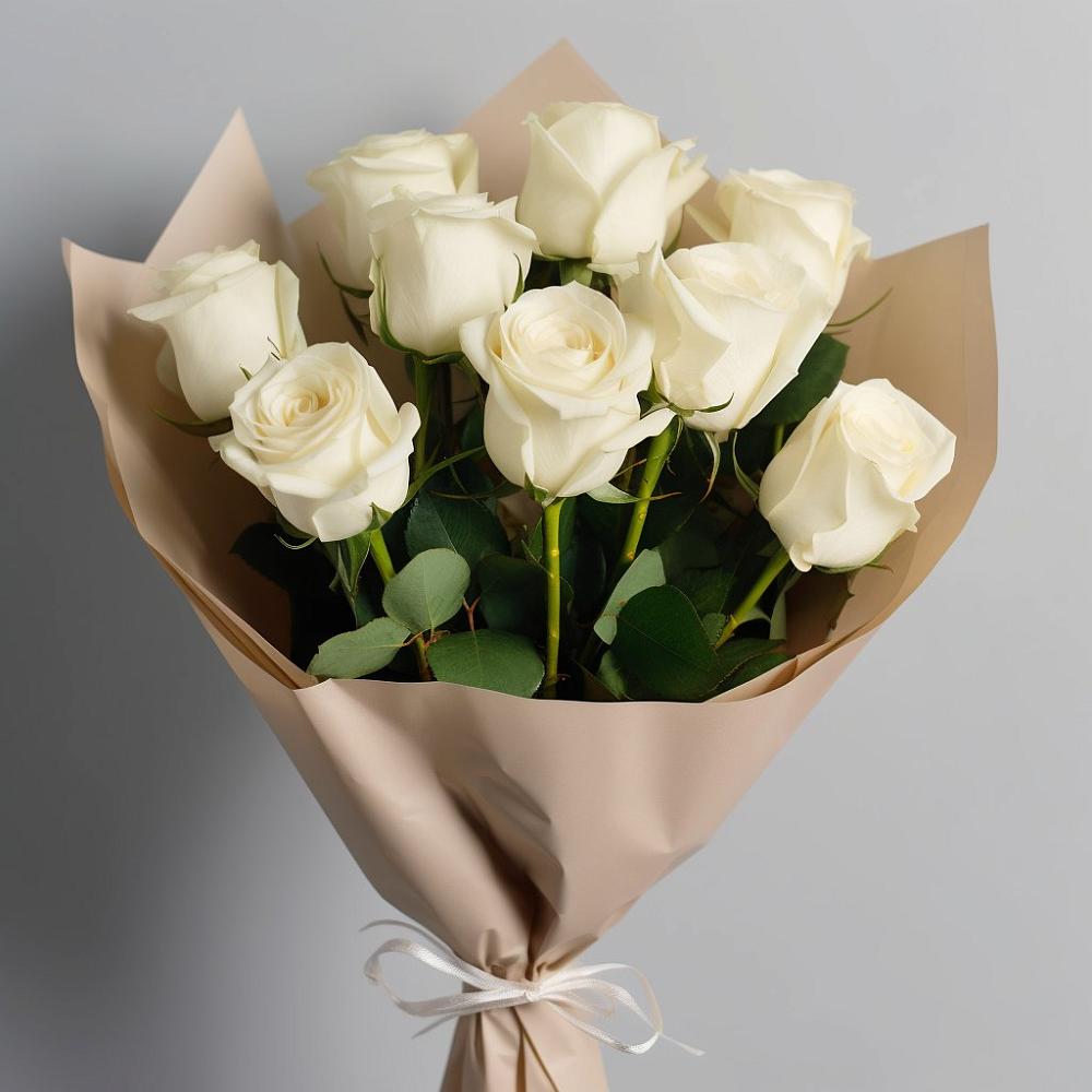 Букет 9 Белых роз Эдлесс Лав в Юже