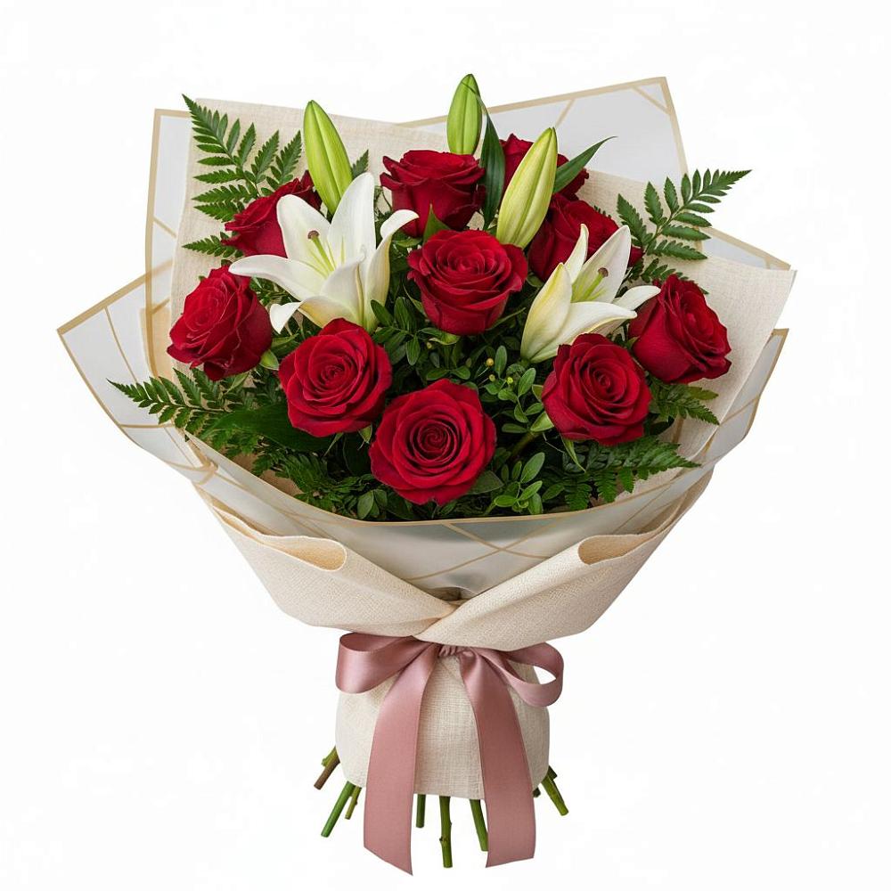 Букет цветов из: Лилии и Розы в Юже