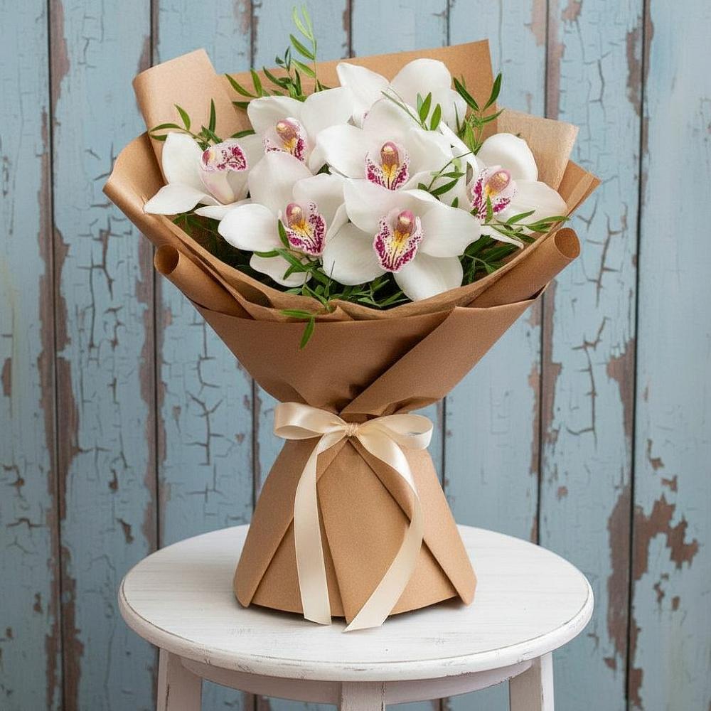 Букет цветов из: Орхидеи и Розы в Юже