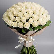 Букет 101 беля роза Белоснежка в Юже