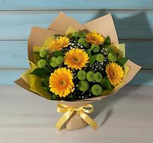 Букет цветов из:  Герберы и Хризантемы в Юже