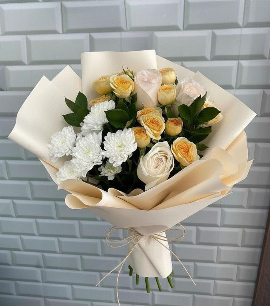 Букет цветов из: Розы и Хризантемы в Юже