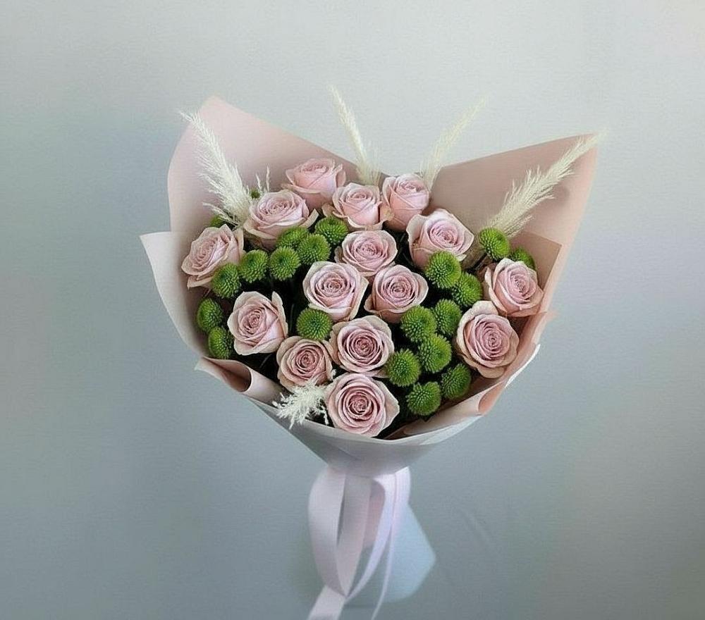 Букет цветов из: Розы и Хризантемы в Юже