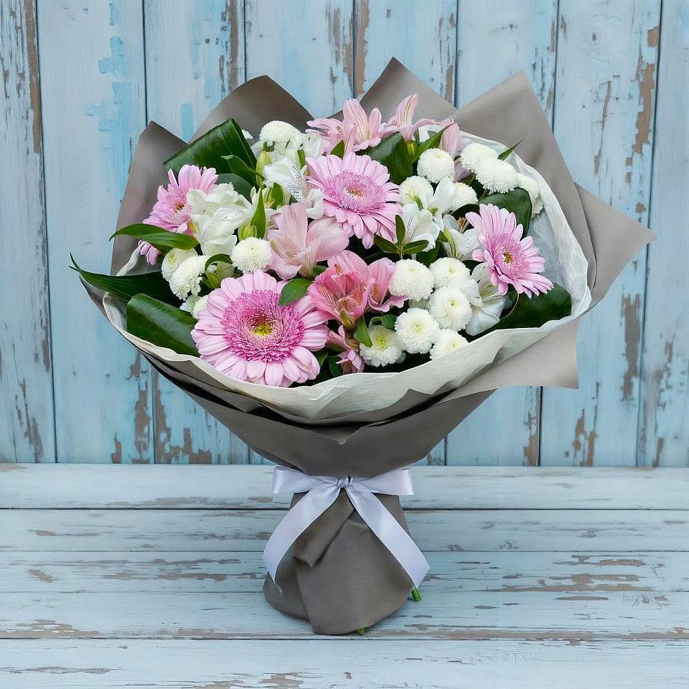 Букет цветов из: Герберы, Альстромерии и Хризантемы в Юже