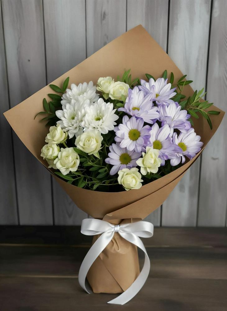 Букет цветов из: Хризантемы и Розы в Юже